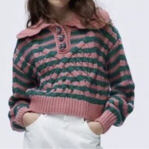 Zara stripped cable knit sweater